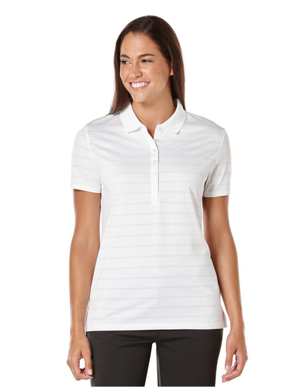 Callaway Women’s White Striped Short Sleeve Polo Tee Office Golf Top XL